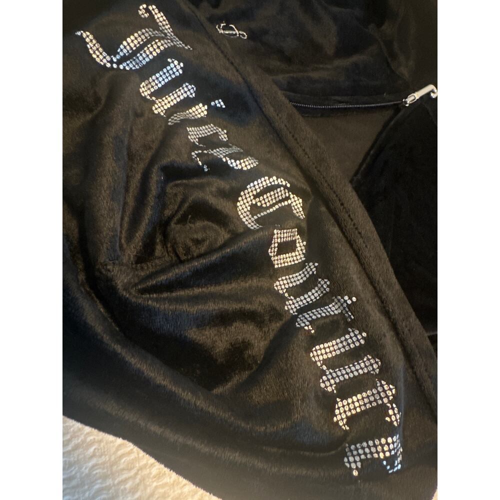 Juicy Couture Girls' Plush Velour zipper Hoodie Sweatshirt Black/studs Sz M 8-10 - Picture 6 of 7